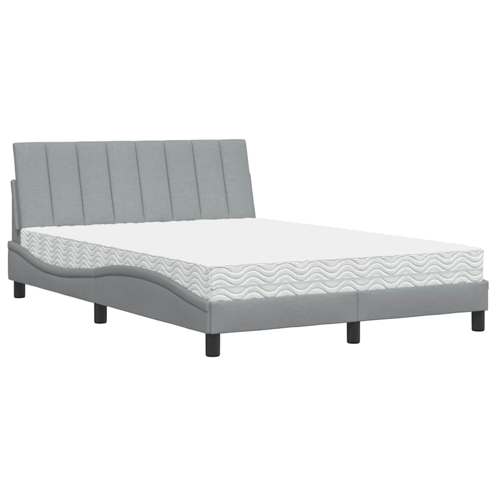 Lit avec matelas gris clair 120x200 cm tissu