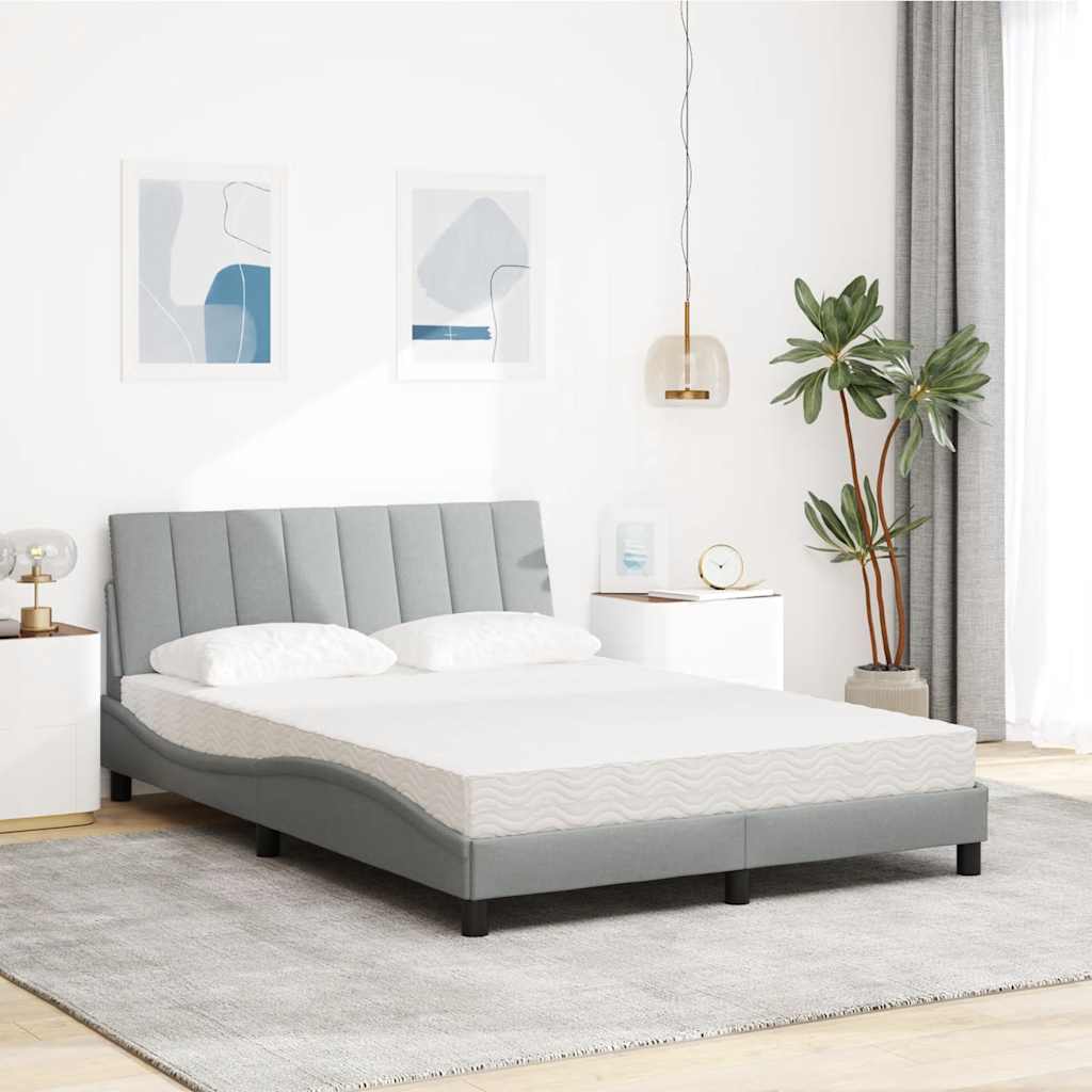 Lit avec matelas gris clair 120x200 cm tissu