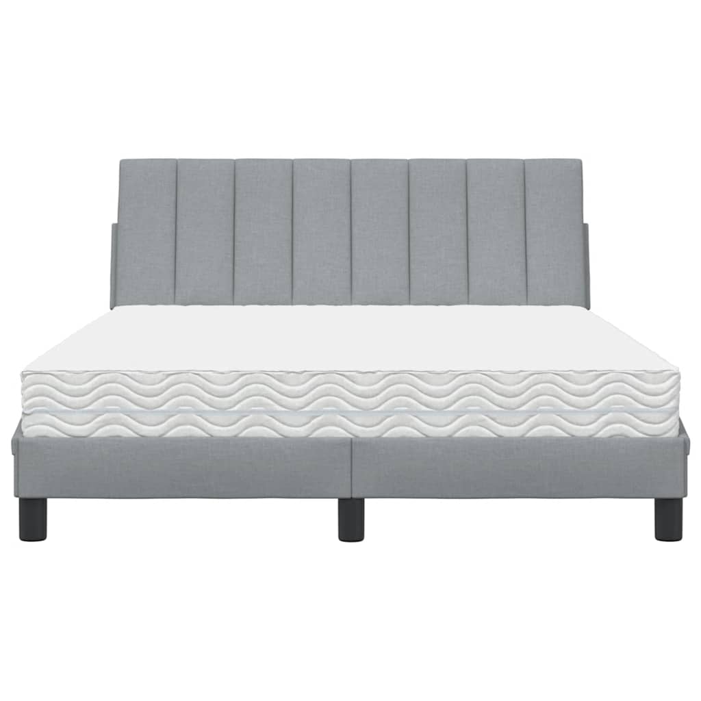 Lit avec matelas gris clair 120x200 cm tissu