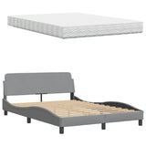 Lit avec matelas gris clair 120x200 cm tissu