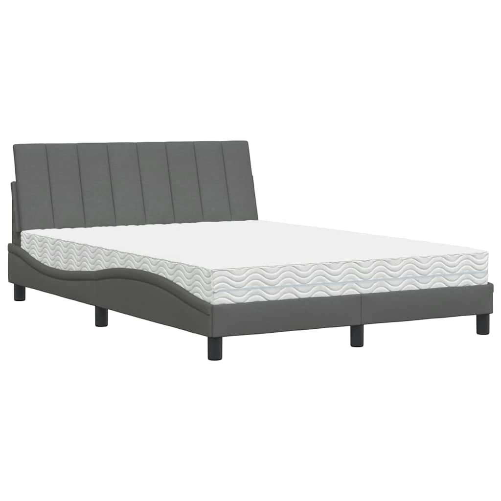 Lit avec matelas gris foncé 120x200 cm tissu