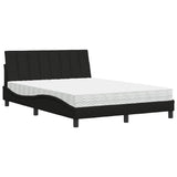 Lit avec matelas noir 120x200 cm tissu