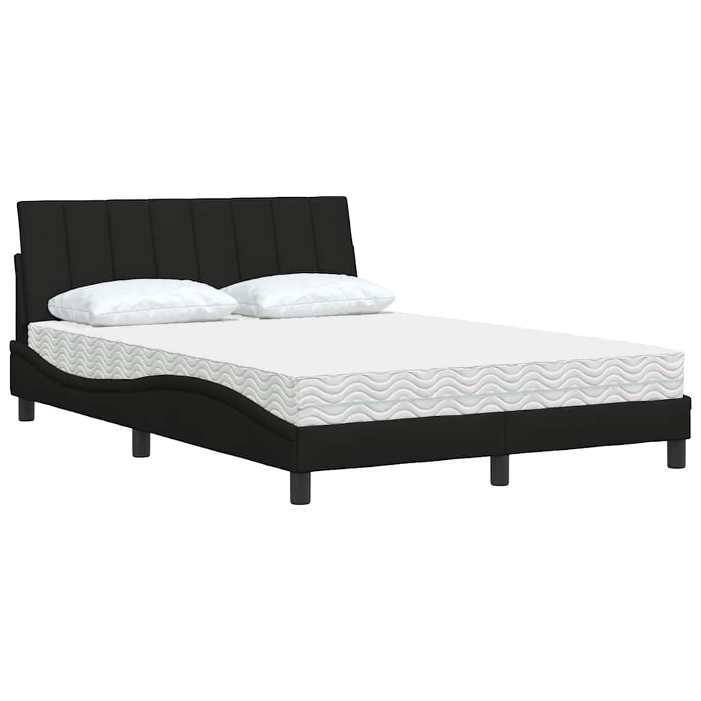 Lit avec matelas noir 120x200 cm tissu