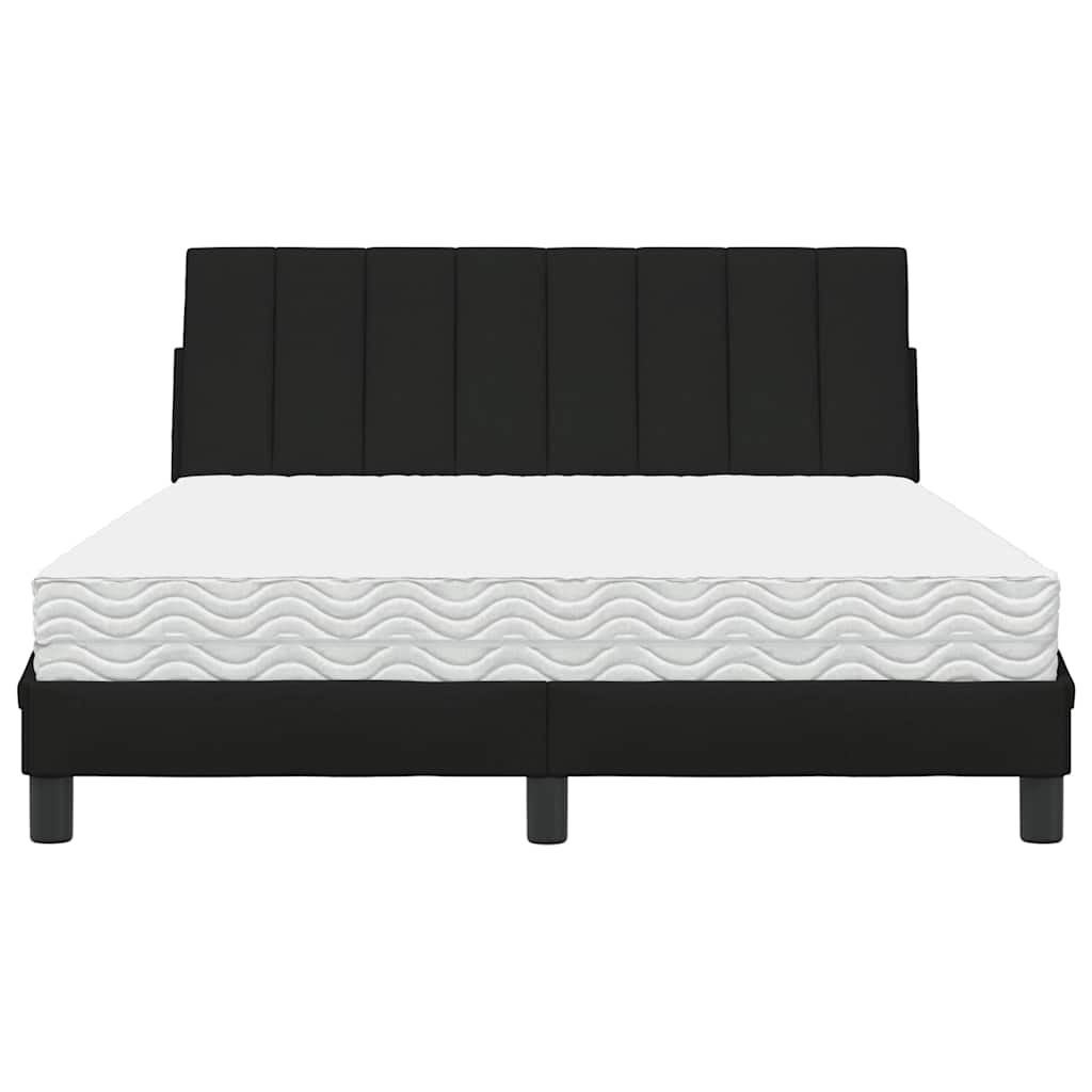 Lit avec matelas noir 120x200 cm tissu