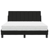 Lit avec matelas noir 120x200 cm tissu