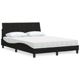 Lit avec matelas noir 120x200 cm tissu