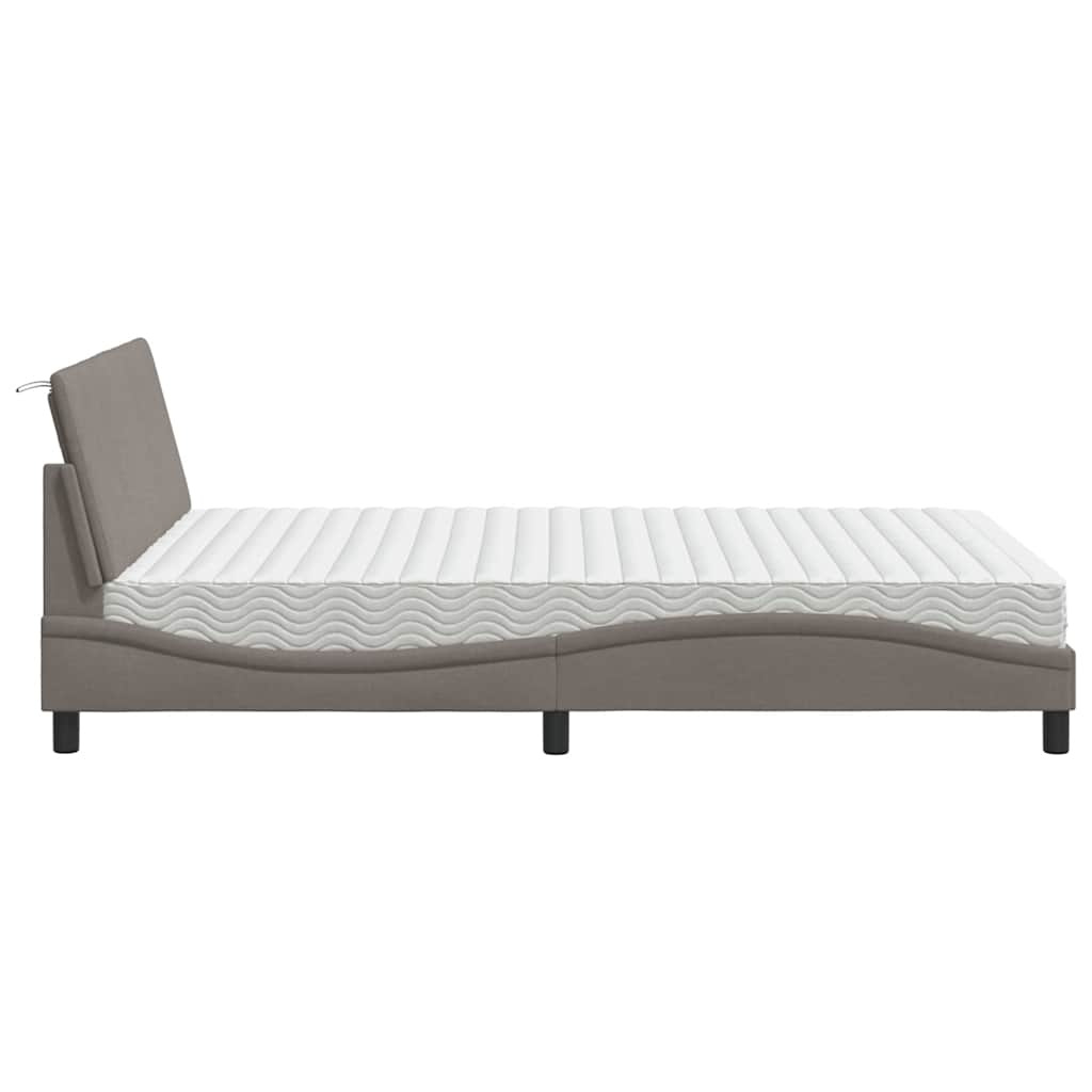 Lit avec matelas taupe 120x200 cm tissu