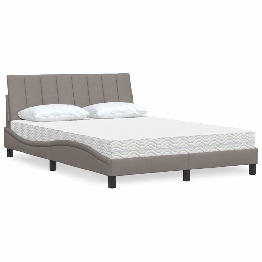 Lit avec matelas taupe 120x200 cm tissu