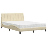 Lit avec matelas crème 120x200 cm tissu