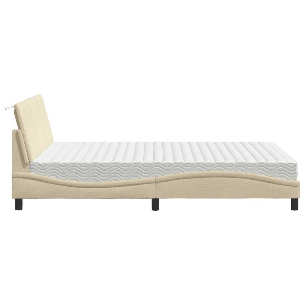 Lit avec matelas crème 120x200 cm tissu