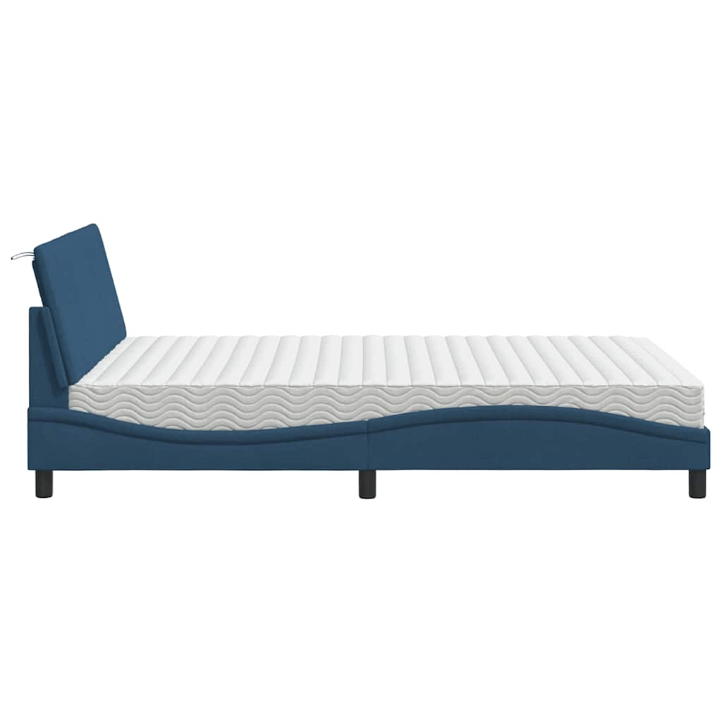 Bed with blue mattress 120x200 cm fabric