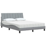 Lit avec matelas gris clair 140x190 cm tissu