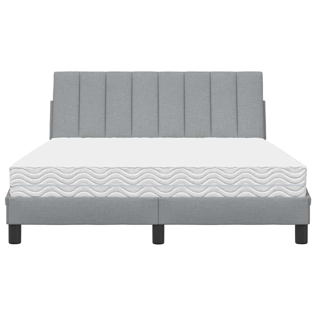 Lit avec matelas gris clair 140x190 cm tissu