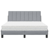 Lit avec matelas gris clair 140x190 cm tissu