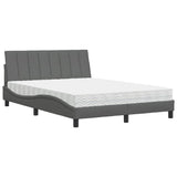 Lit avec matelas gris foncé 140x190 cm tissu