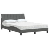 Lit avec matelas gris foncé 140x190 cm tissu