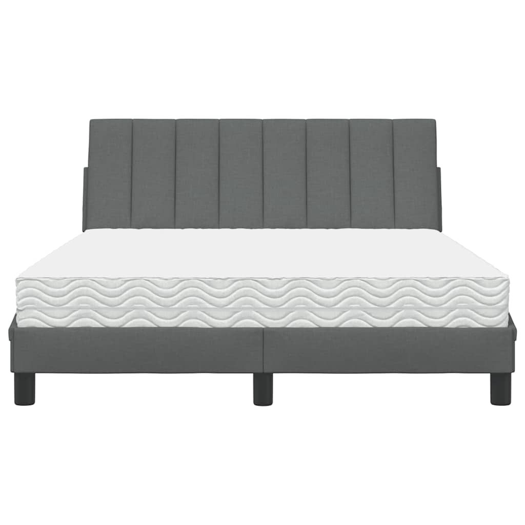 Lit avec matelas gris foncé 140x190 cm tissu