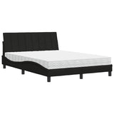 Lit avec matelas noir 140x190 cm tissu