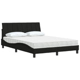 Lit avec matelas noir 140x190 cm tissu