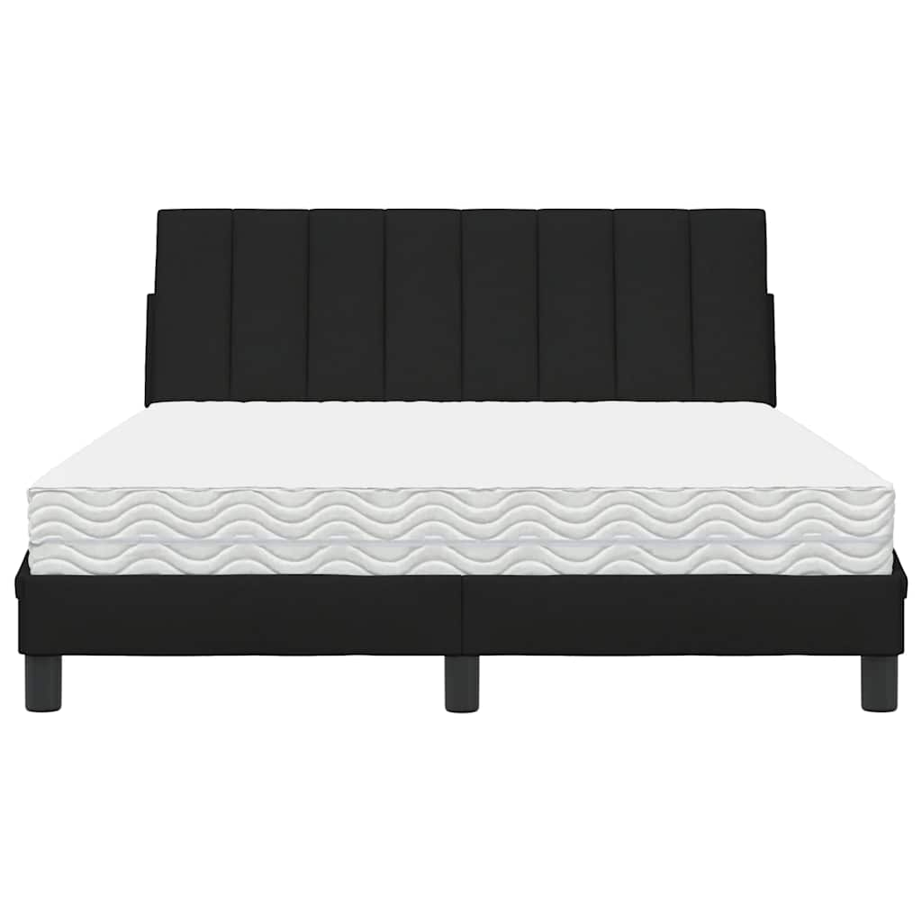 Lit avec matelas noir 140x190 cm tissu