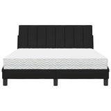 Lit avec matelas noir 140x190 cm tissu