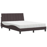 Lit avec matelas marron foncé 140x190 cm tissu