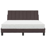 Lit avec matelas marron foncé 140x190 cm tissu