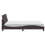 Lit avec matelas marron foncé 140x190 cm tissu