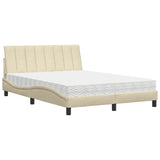 Lit avec matelas crème 140x190 cm tissu