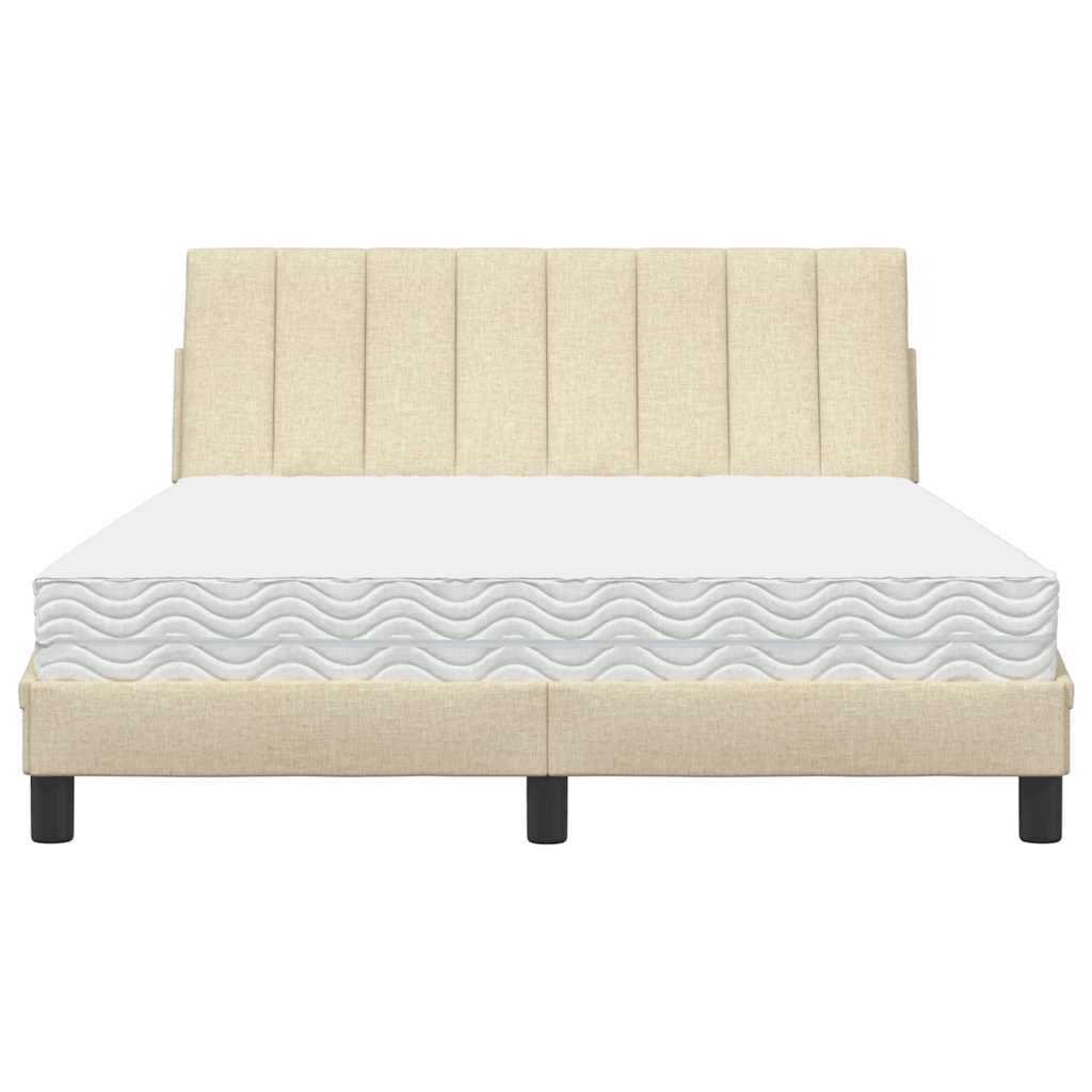 Lit avec matelas crème 140x190 cm tissu