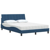 Lit avec matelas bleu 140x190 cm tissu