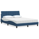 Lit avec matelas bleu 140x190 cm tissu