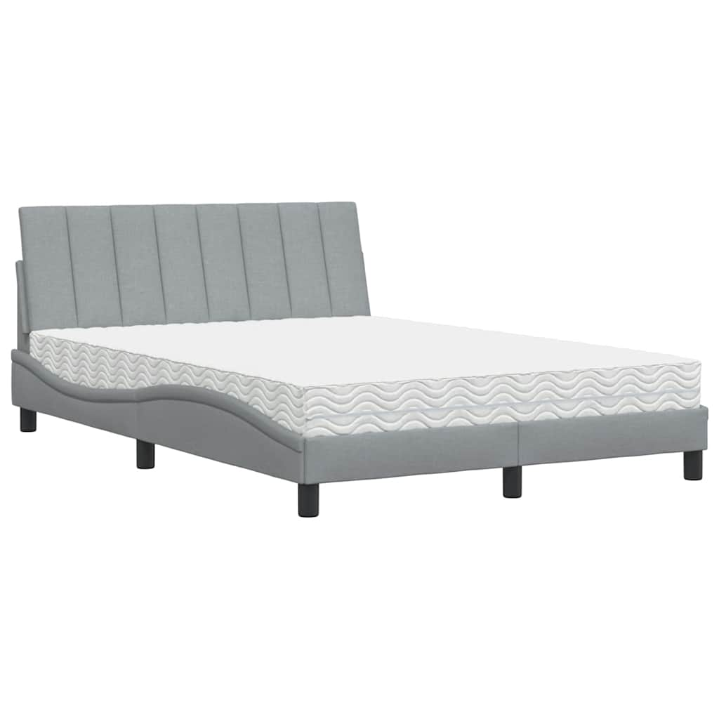 Lit avec matelas gris clair 140x200 cm tissu