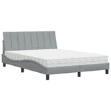 Lit avec matelas gris clair 140x200 cm tissu