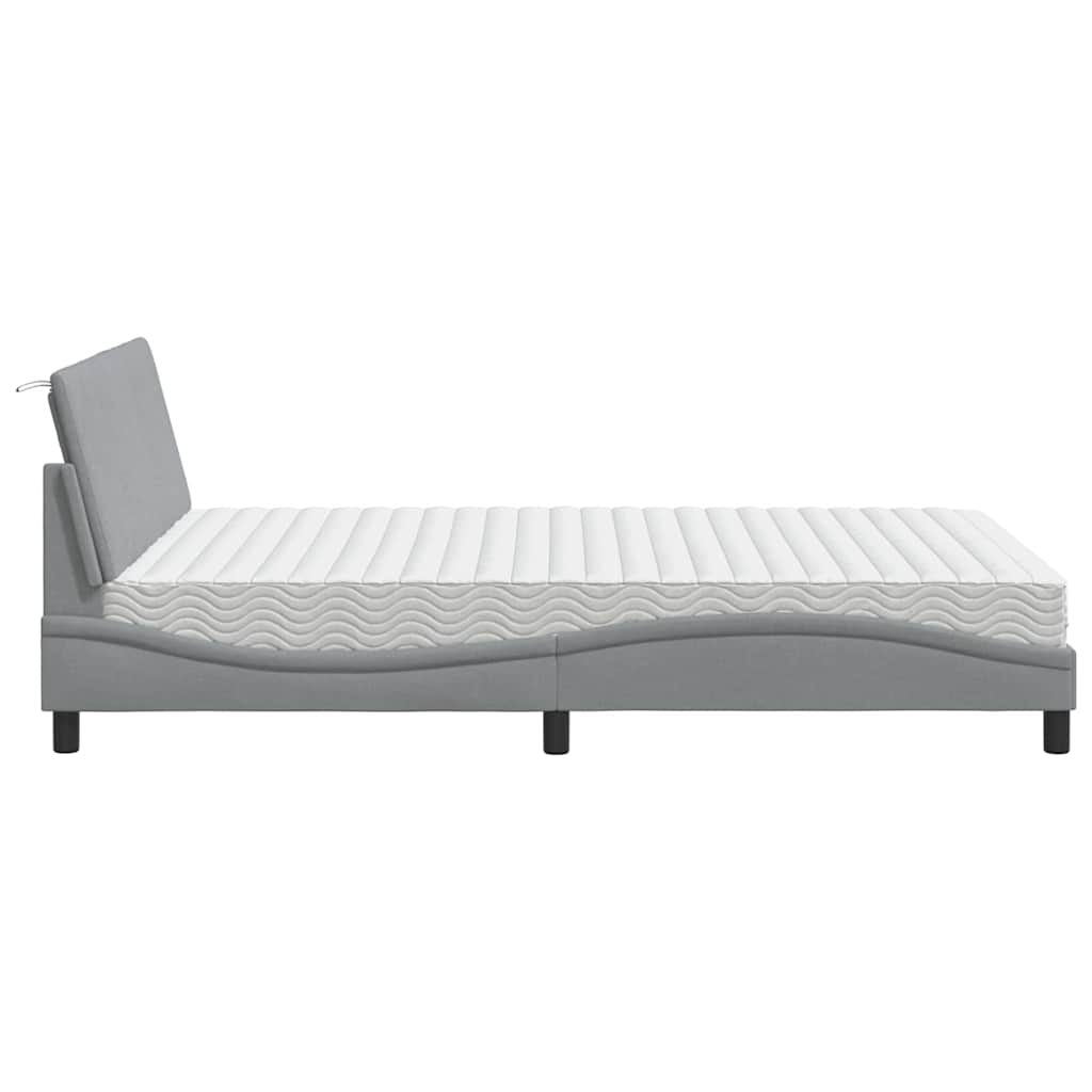 Lit avec matelas gris clair 140x200 cm tissu