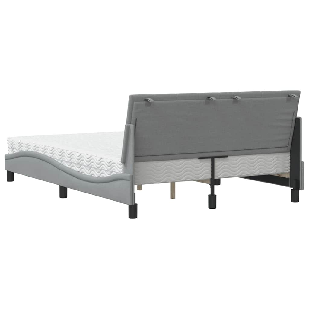 Lit avec matelas gris clair 140x200 cm tissu