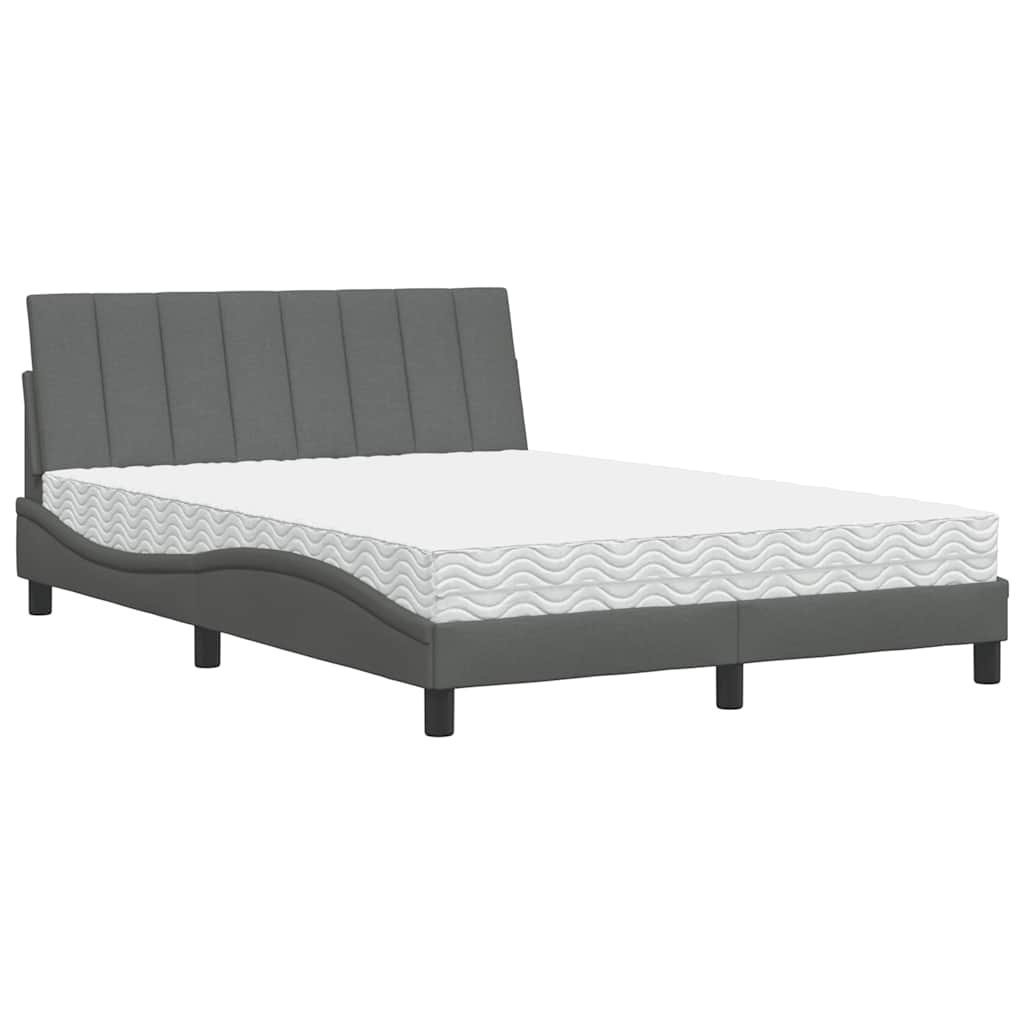 Lit avec matelas gris foncé 140x200 cm tissu