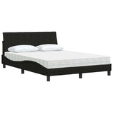 Lit avec matelas noir 140x200 cm tissu