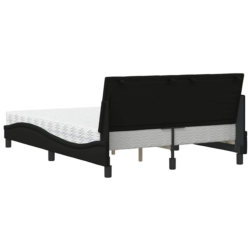 Lit avec matelas noir 140x200 cm tissu