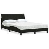 Lit avec matelas noir 140x200 cm tissu