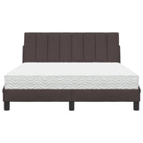 Lit avec matelas marron foncé 140x200 cm tissu