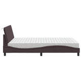 Lit avec matelas marron foncé 140x200 cm tissu