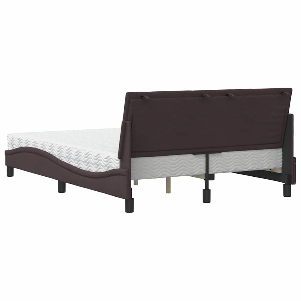 Lit avec matelas marron foncé 140x200 cm tissu