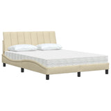 Bed with cream mattress 140x200 cm fabric