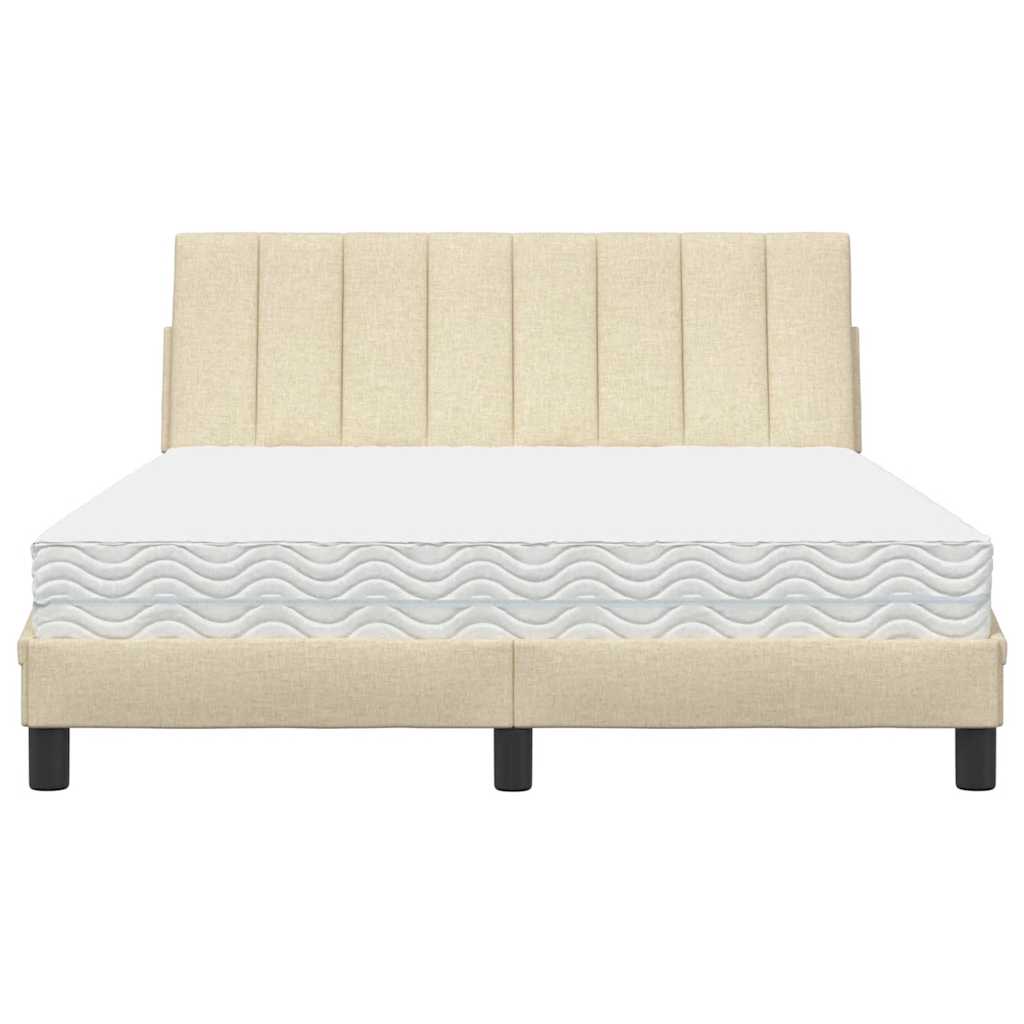 Bed with cream mattress 140x200 cm fabric