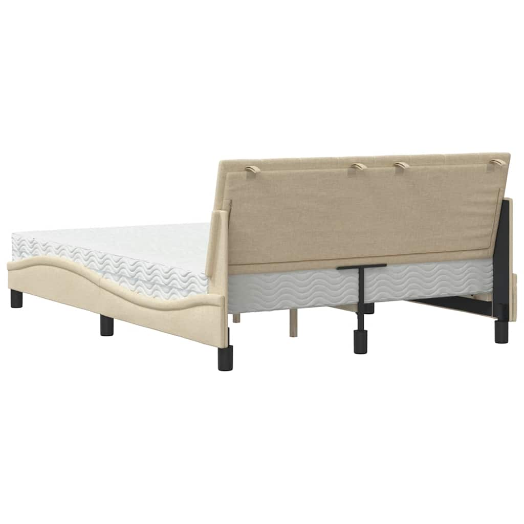 Bed with cream mattress 140x200 cm fabric