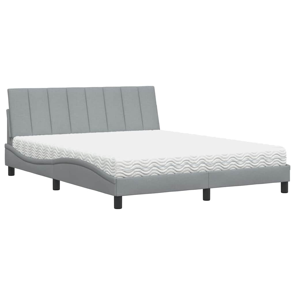 Lit avec matelas gris clair 160x200 cm tissu