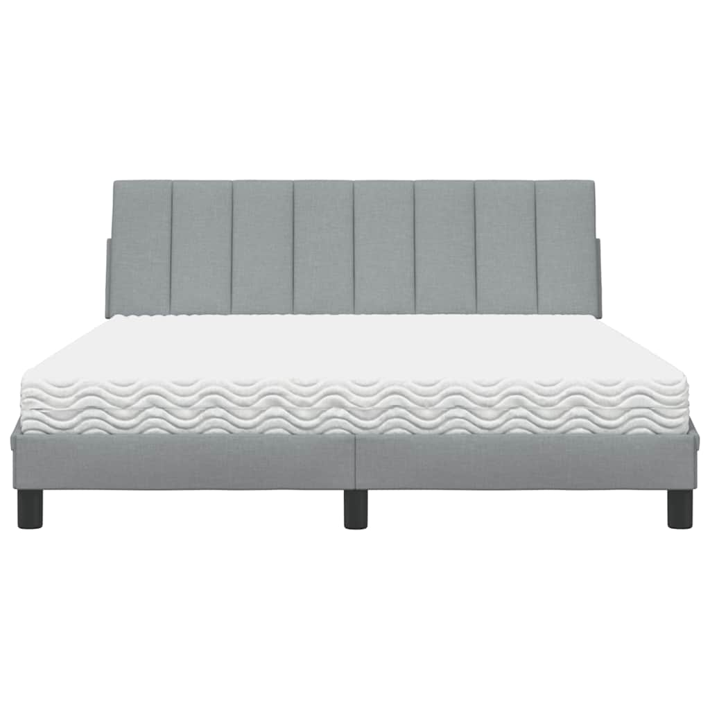 Lit avec matelas gris clair 160x200 cm tissu