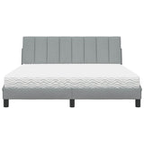 Lit avec matelas gris clair 160x200 cm tissu