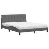 Lit avec matelas gris foncé 160x200 cm tissu